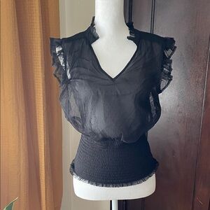 Cinched waist blouse top sheer